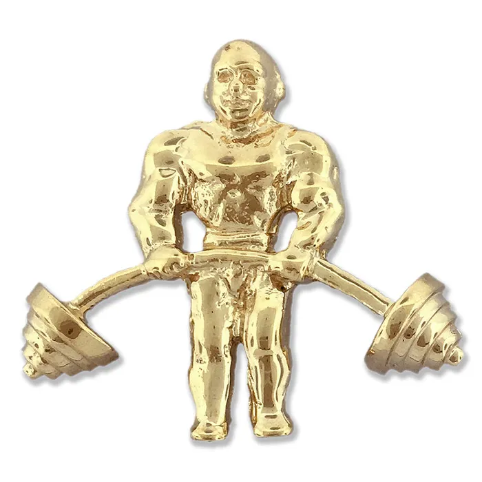PreStyled Sets Goldia 14K Gold Bodybuilder Barbell Pendant Slide