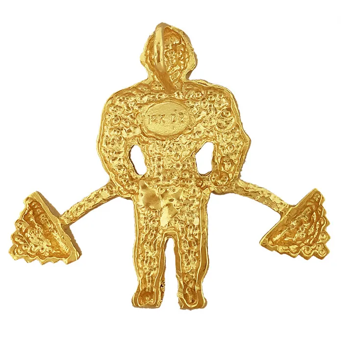PreStyled Sets Goldia 14K Gold Bodybuilder Barbell Pendant Slide