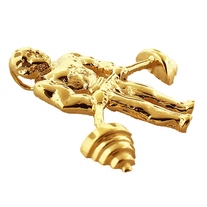 PreStyled Sets Goldia 14K Gold Bodybuilder Barbell Pendant Slide