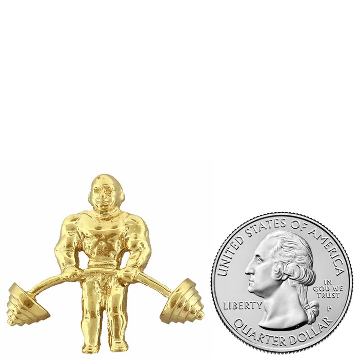 PreStyled Sets Goldia 14K Gold Bodybuilder Barbell Pendant Slide