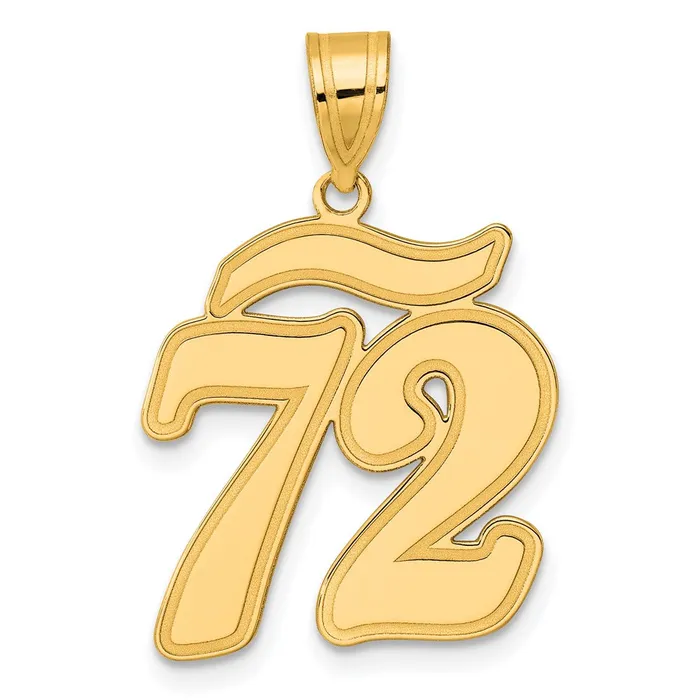PreStyled Sets Goldia 14k Yellow Gold Brushed Border Script Number 72 Pendant PreStyled Sets Goldia 14k Yellow Gold Brushed Border Script Number 72 Pendant