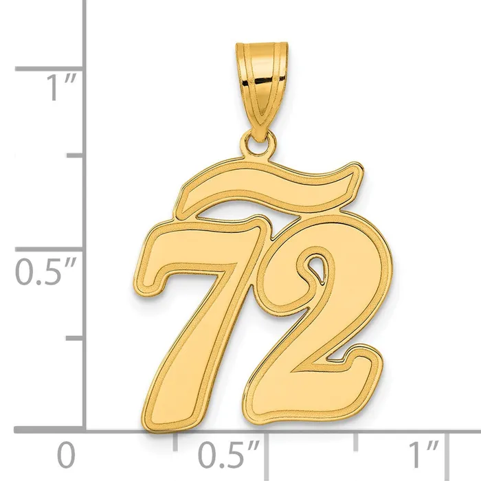 PreStyled Sets Goldia 14k Yellow Gold Brushed Border Script Number 72 Pendant