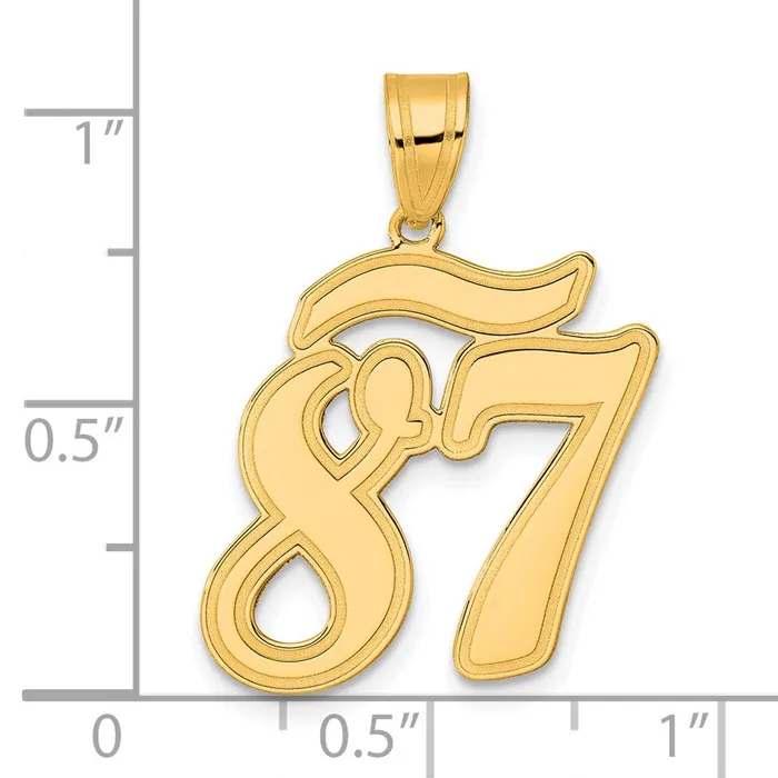 PreStyled Sets Goldia 14k Yellow Gold Brushed Border Script Number 87 Pendant