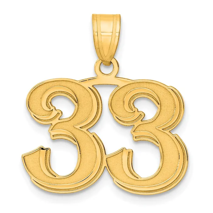 PreStyled Sets Goldia 14k Yellow Gold Polished Etched Number 33 Pendant