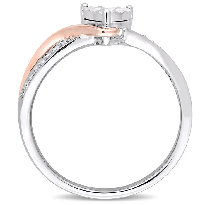 Rings 010 CT TW Natural Diamond Heart Bypass Promise Ring in Solid 10K TwoTone Gold Goldia Rings 010 CT TW Natural Diamond Heart Bypass Promise Ring in Solid 10K TwoTone Gold Goldia