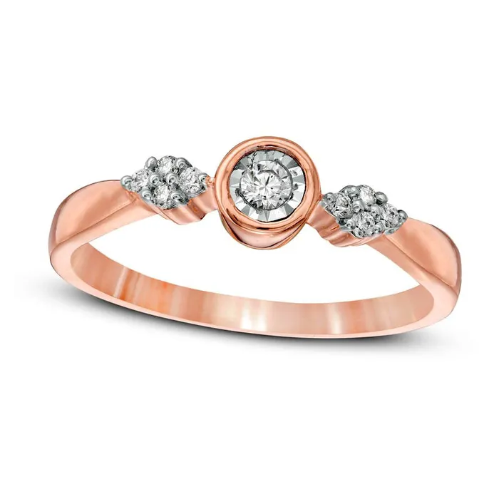 Rings 013 CT TW Natural Diamond QuadSides Promise Ring in Solid 10K Rose Gold Goldia Rings 013 CT TW Natural Diamond QuadSides Promise Ring in Solid 10K Rose Gold Goldia