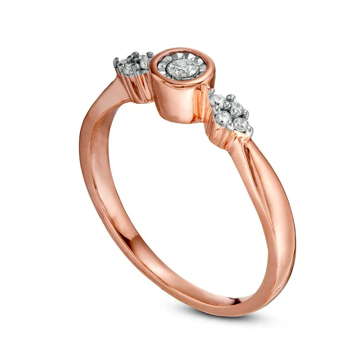 Rings 013 CT TW Natural Diamond QuadSides Promise Ring in Solid 10K Rose Gold Goldia Rings 013 CT TW Natural Diamond QuadSides Promise Ring in Solid 10K Rose Gold Goldia