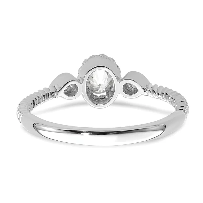 Rings 025ct CZ Solid Real 14k White Polish Roped Wedding Band Ring Petite Oval Complete Dia Ring Goldia