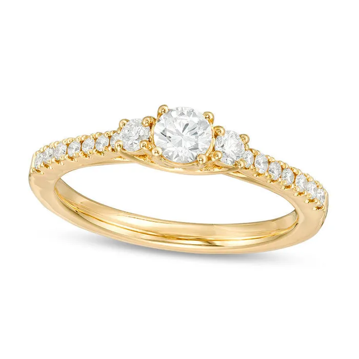 Rings 050 CT TW Certified Natural Diamond Three Stone Engagement Ring in Solid 14K Gold II1 Goldia Rings 050 CT TW Certified Natural Diamond Three Stone Engagement Ring in Solid 14K Gold II1 Goldia