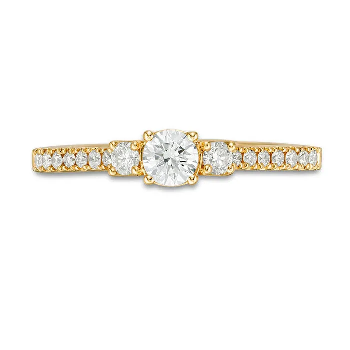 Rings 050 CT TW Certified Natural Diamond Three Stone Engagement Ring in Solid 14K Gold II1 Goldia Rings 050 CT TW Certified Natural Diamond Three Stone Engagement Ring in Solid 14K Gold II1 Goldia