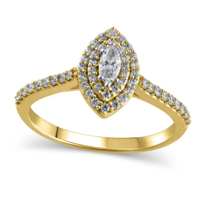 Rings 050 CT TW Marquise Natural Diamond Double Frame Engagement Ring in Solid 10K Yellow Gold Goldia Rings 050 CT TW Marquise Natural Diamond Double Frame Engagement Ring in Solid 10K Yellow Gold Goldia