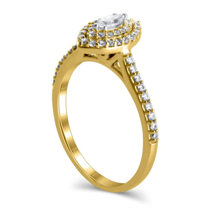 Rings 050 CT TW Marquise Natural Diamond Double Frame Engagement Ring in Solid 10K Yellow Gold Goldia Rings 050 CT TW Marquise Natural Diamond Double Frame Engagement Ring in Solid 10K Yellow Gold Goldia