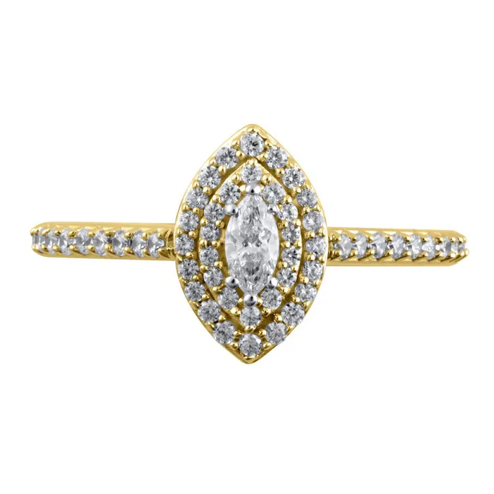Rings 050 CT TW Marquise Natural Diamond Double Frame Engagement Ring in Solid 10K Yellow Gold Goldia Rings 050 CT TW Marquise Natural Diamond Double Frame Engagement Ring in Solid 10K Yellow Gold Goldia