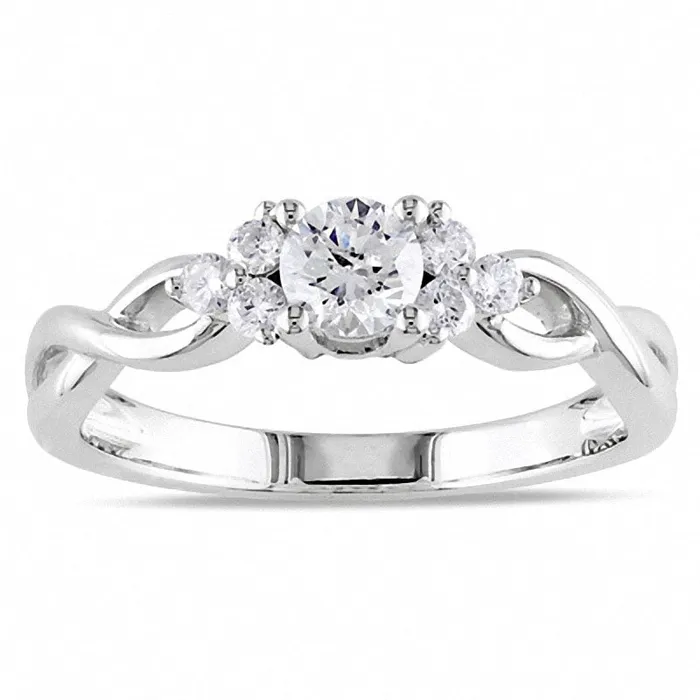 Rings 050 CT TW Natural Diamond Braid Ring in Solid 14K White Gold Goldia Rings 050 CT TW Natural Diamond Braid Ring in Solid 14K White Gold Goldia