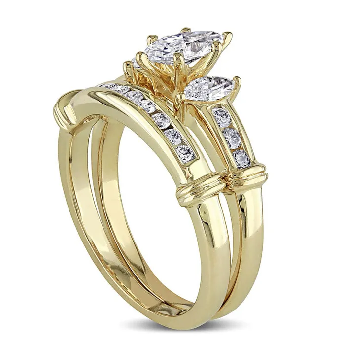 Rings 10 CT TW Marquise Natural Diamond Three Stone Bridal Engagement Ring Set in Solid 14K Gold Goldia Rings 10 CT TW Marquise Natural Diamond Three Stone Bridal Engagement Ring Set in Solid 14K Gold Goldia