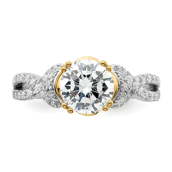 Rings 150ct CZ Solid Real 14k Twotone Polish 1 12ct Round Engage Dia Ring Goldia