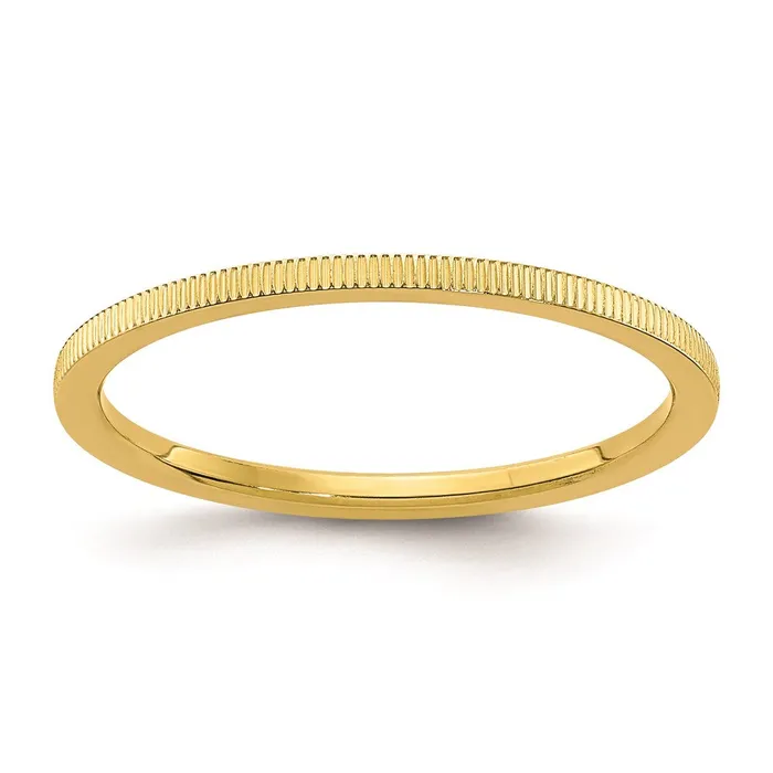 Rings 10K Gold 12mm Lind Pattern Stackable Band Goldia