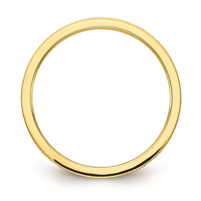 Rings 10K Gold 12mm Lind Pattern Stackable Band Goldia