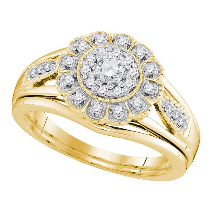 Rings 10k Yellow Gold Diamond Round Bridal Wedding Ring Set 13 Cttw gndatlanta Rings 10k Yellow Gold Diamond Round Bridal Wedding Ring Set 13 Cttw gndatlanta
