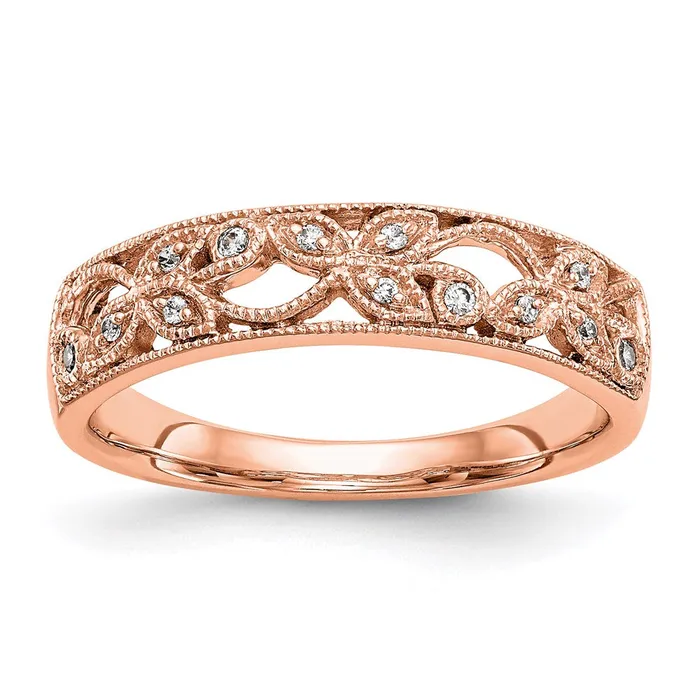 Rings 14K Rose Gold Real Diamond Band Goldia