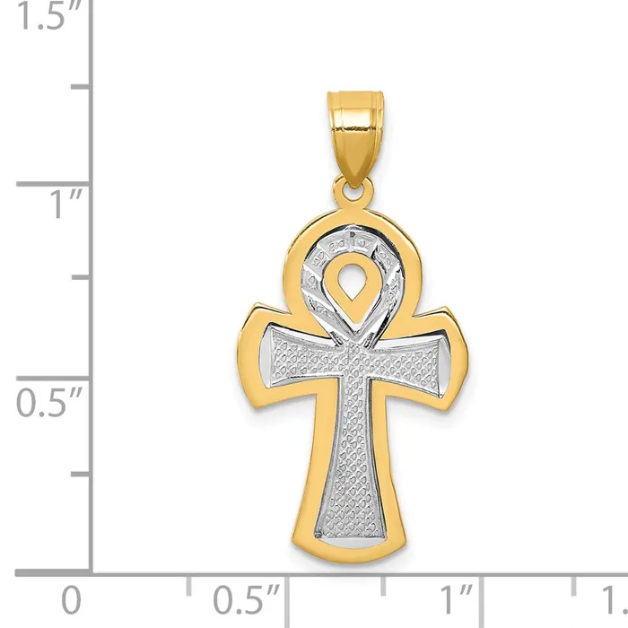 Rings 14k Twotone Gold Ankh Cross Pendant Goldia