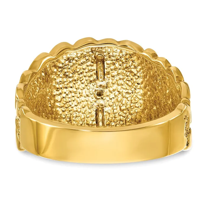 Rings 14k Twotone Gold Mens Polished and Nugget Textured Blue Lodge Master Masonic Ring Mounting Goldia