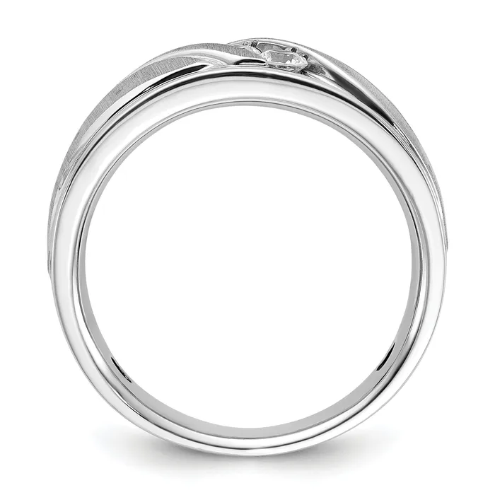 Rings 14k White Gold 13 Ct Lab Grown Diamond VSSI G Polished and Grooved Mens Ring Goldia