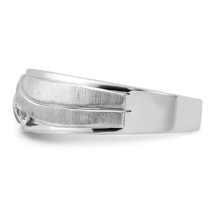 Rings 14k White Gold 13 Ct Lab Grown Diamond VSSI G Polished and Grooved Mens Ring Goldia