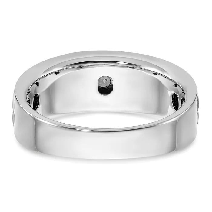 Rings 14k White Gold 13 Ct Lab Grown Diamond VSSI G Polished and Grooved Mens Ring Goldia