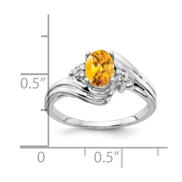 Rings 14k White Gold 7x5mm Oval Citrine A Real Diamond ring Goldia