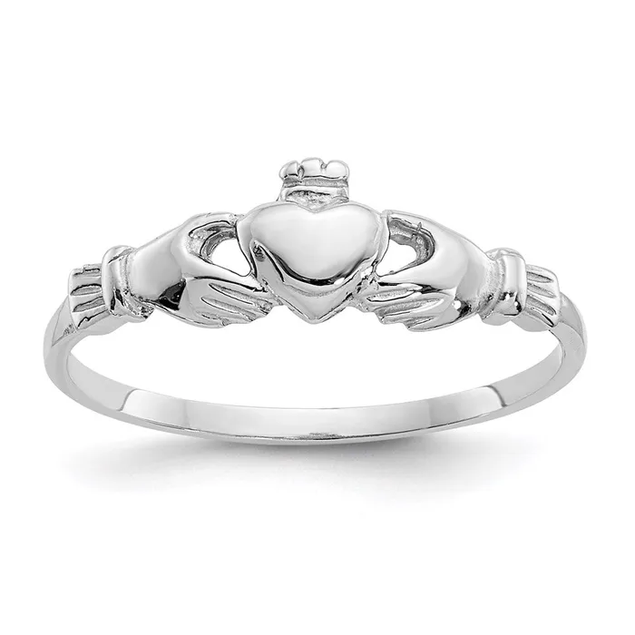 Rings 14k White Gold Childs Claddagh Ring Goldia