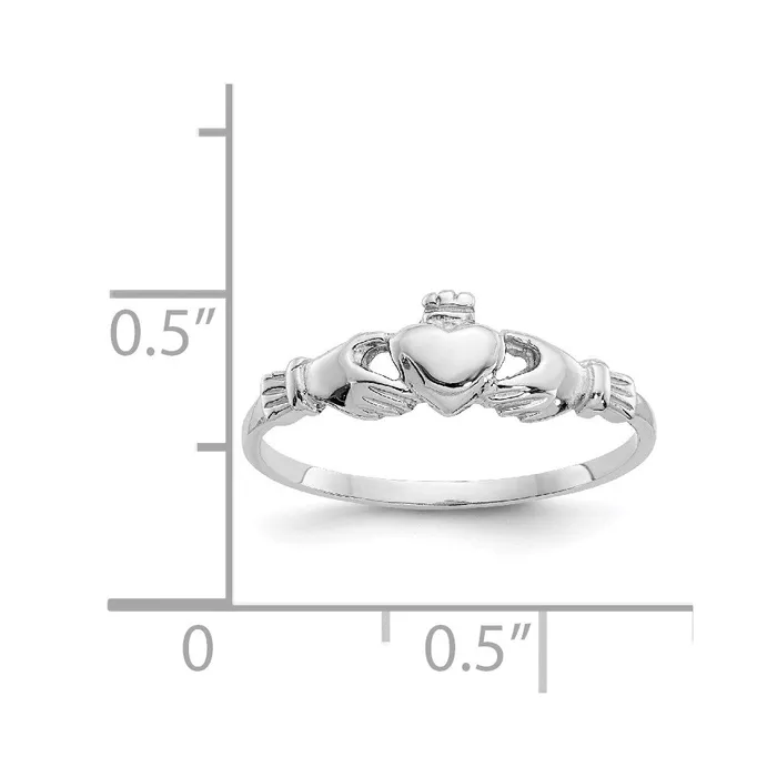 Rings 14k White Gold Childs Claddagh Ring Goldia