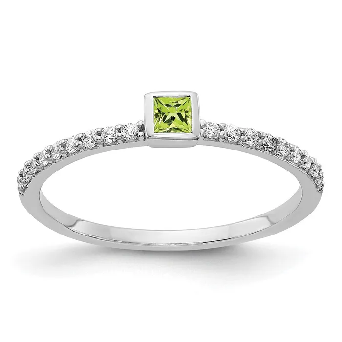 Rings 14k White Gold Real Diamond and Princess Peridot Ring Goldiacom