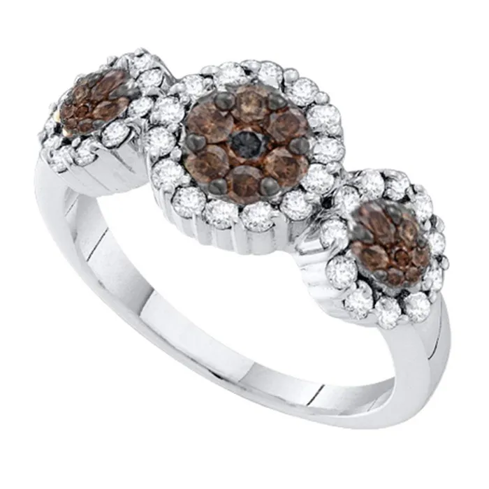 Rings 14k White Gold Round Brown Diamond Cluster Ring 12 Cttw gndatlanta Rings 14k White Gold Round Brown Diamond Cluster Ring 12 Cttw gndatlanta