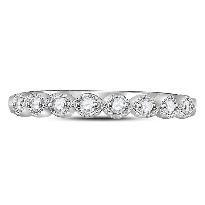 Rings 14k White Gold Round Diamond Stackable Band Ring 110 Cttw gndatlanta Rings 14k White Gold Round Diamond Stackable Band Ring 110 Cttw gndatlanta