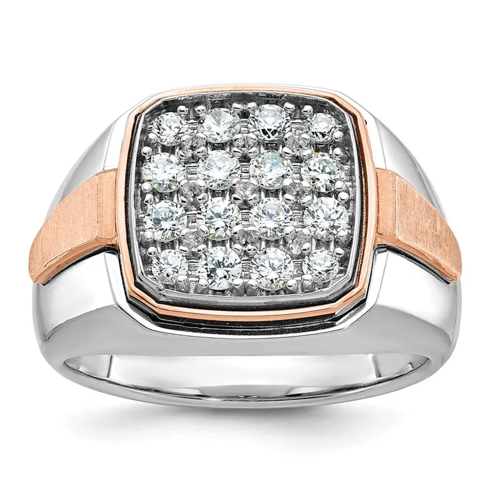 Rings 14k WhiteRose Gold Twotone Gold WhiteRose Mens Satin Diamond Ring Mounting Goldia