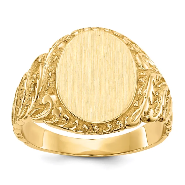 Rings 14K Yellow Gold 130x105mm Closed Back Mens Signet Ring Goldia
