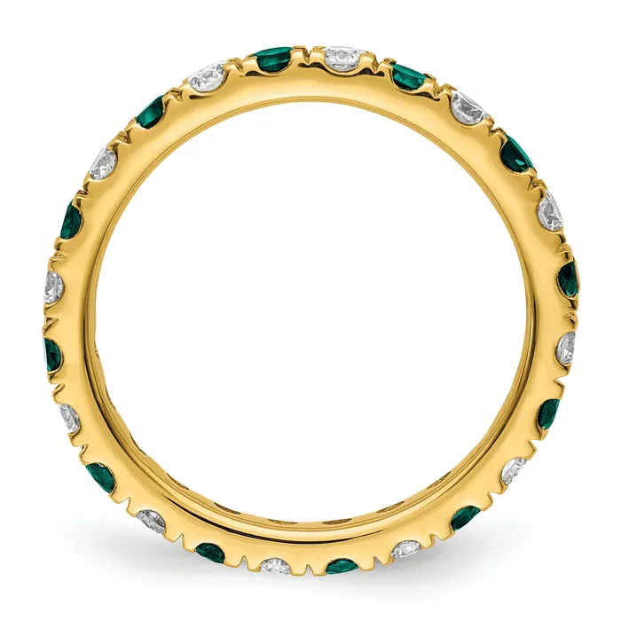 Rings 14k Yellow Gold 34 Ct Lab Grown Diamond VSSI G and Lab Created Alexandrite Eternity Band Ring Goldia