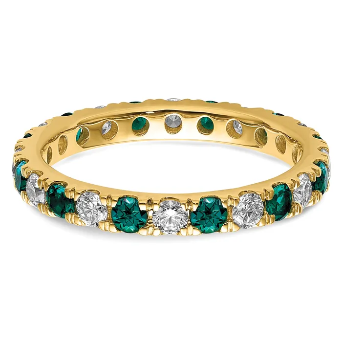 Rings 14k Yellow Gold 34 Ct Lab Grown Diamond VSSI G and Lab Created Alexandrite Eternity Band Ring Goldia