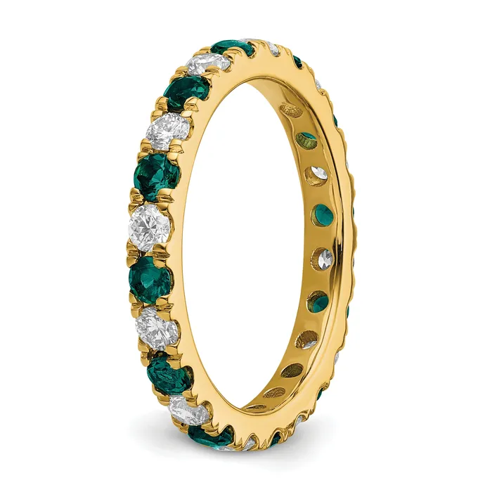 Rings 14k Yellow Gold 34 Ct Lab Grown Diamond VSSI G and Lab Created Alexandrite Eternity Band Ring Goldia