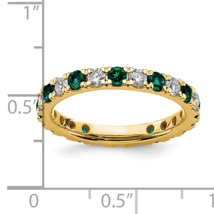 Rings 14k Yellow Gold 34 Ct Lab Grown Diamond VSSI G and Lab Created Alexandrite Eternity Band Ring Goldia