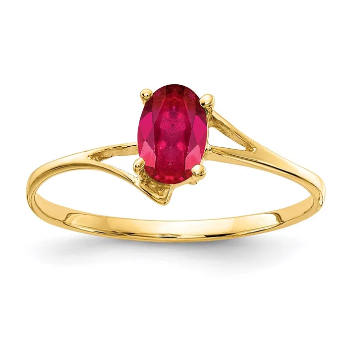 Rings 14K Yellow Gold 6x4mm Oval Ruby ring Goldia