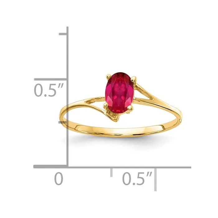 Rings 14K Yellow Gold 6x4mm Oval Ruby ring Goldia