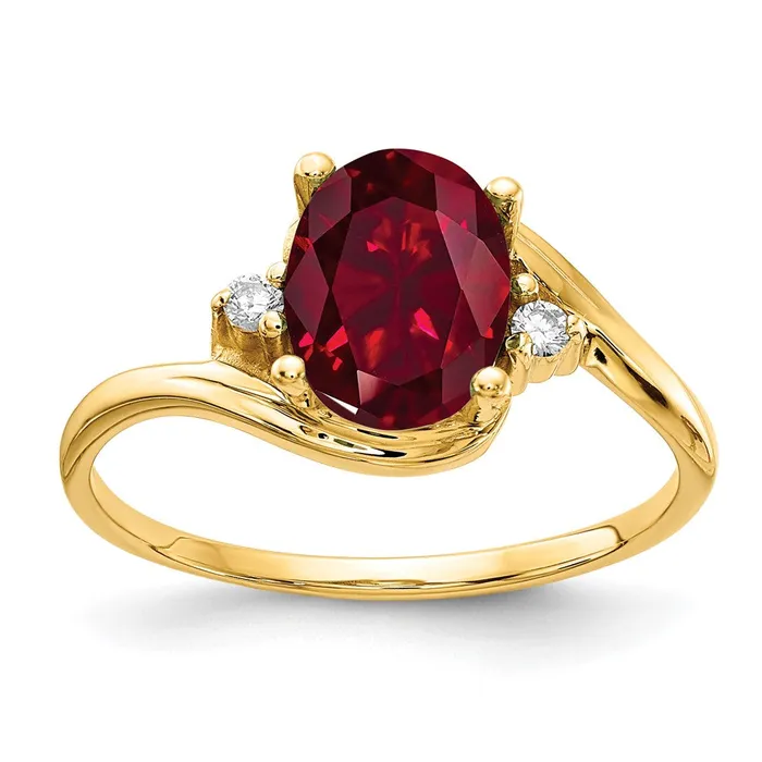 Rings 14K Yellow Gold 8x6mm Oval Created Ruby AAA Real Diamond ring goldiaca Rings 14K Yellow Gold 8x6mm Oval Created Ruby AAA Real Diamond ring goldiaca
