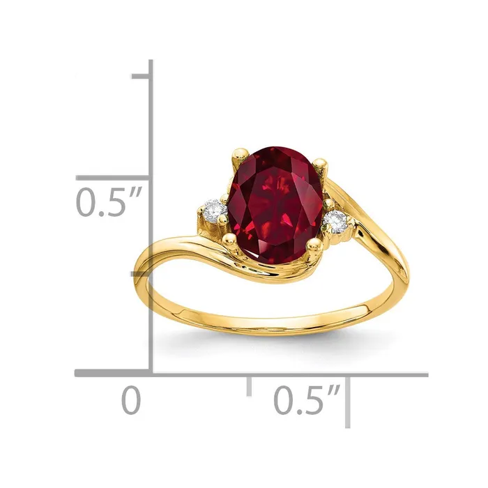 Rings 14K Yellow Gold 8x6mm Oval Created Ruby AAA Real Diamond ring goldiaca Rings 14K Yellow Gold 8x6mm Oval Created Ruby AAA Real Diamond ring goldiaca