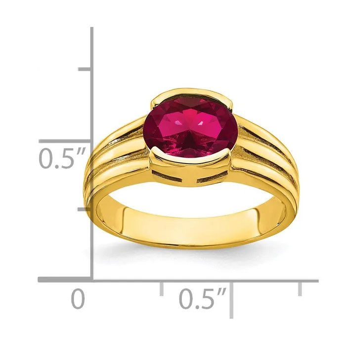 Rings 14K Yellow Gold 8x6mm Oval Created Ruby ring Goldia
