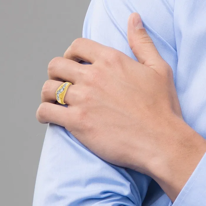Rings 14k Yellow Gold Mens Polished and Satin Diamond Ring Mounting Goldia