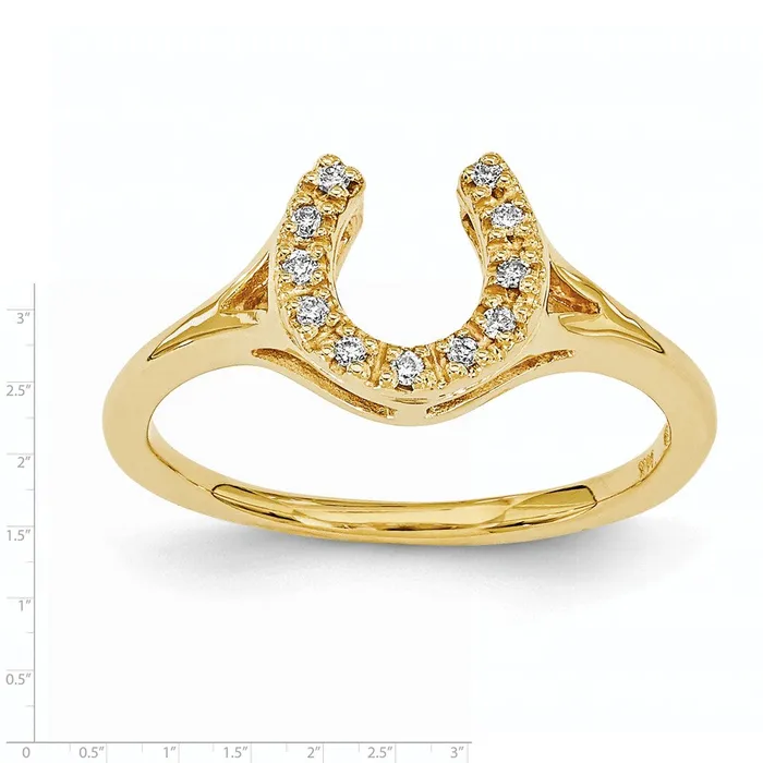 Rings 14K Yellow Gold Polished AA Real Diamond Horseshoe Ring Goldiacom