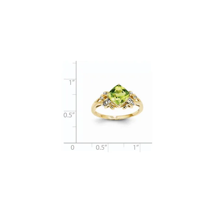 Rings 14K Yellow Gold Real Diamond and Peridot Square Ring Goldiacom