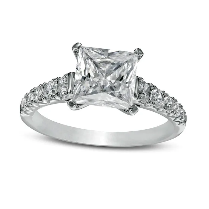 Rings 25 CT TW Certified PrincessCut LabCreated Diamond Engagement Ring in Solid 14K White Gold FVS2 Goldia Rings 25 CT TW Certified PrincessCut LabCreated Diamond Engagement Ring in Solid 14K White Gold FVS2 Goldia